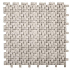 Cream Recycled Glass Basket Weave Mosaic Tile | Tile Club