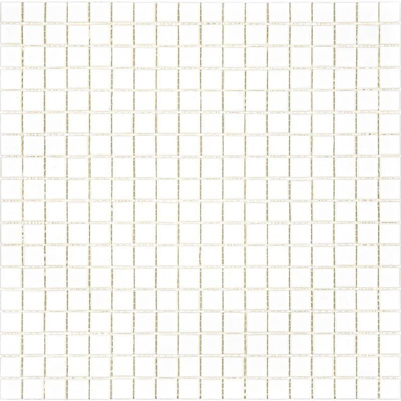 Creamy White Glossy Squares Glass Pool Tile
