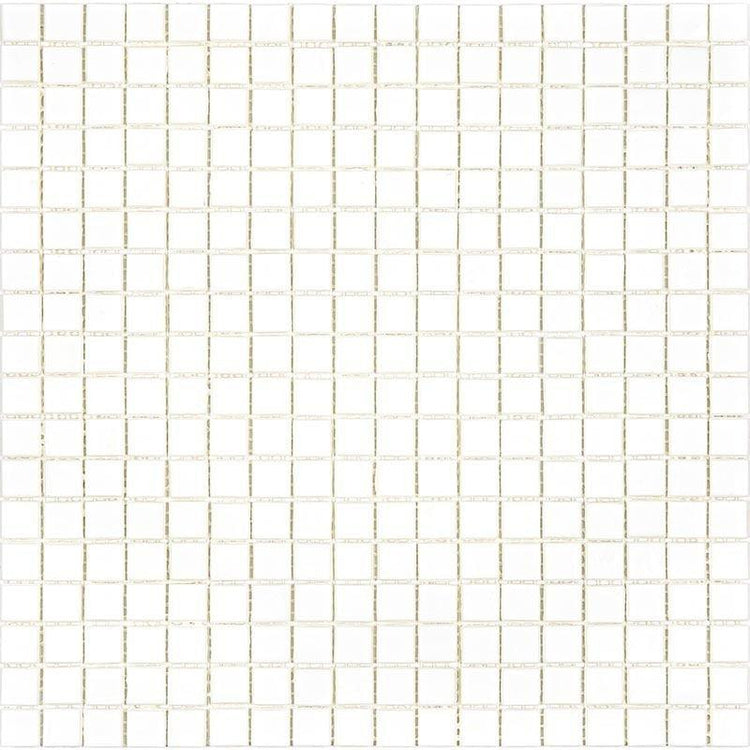 Creamy White Squares Glass Pool Tile Sample