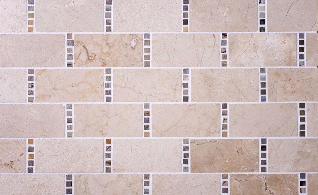 Neutral Marble Subway tile with Dot Patterns