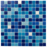 White and Multi Blue Gradient Mixed Squares Glass Pool Tile
