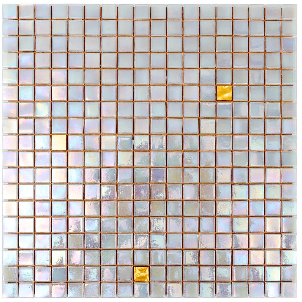 Shimmery Gold and While Gradient Mixed Squares Glass Tile | Tile Club
