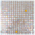 Shimmery Gold and While Gradient Mixed Squares Glass Tile | Tile Club