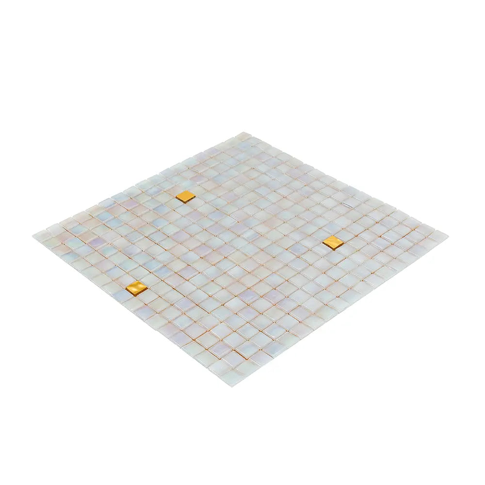 Shimmery Gold and While Gradient Mixed Squares Glass Tile | Tile Club