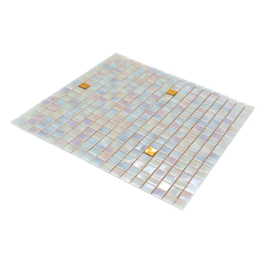 Shimmery Gold and While Gradient Mixed Squares Glass Tile | Tile Club