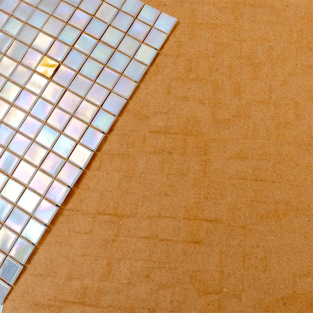 Shimmery Gold and While Gradient Mixed Squares Glass Tile | Tile Club