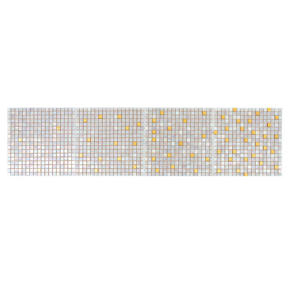 Shimmery Gold and While Gradient Mixed Squares Glass Tile | Tile Club