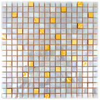 Shimmery Gold and While Gradient Mixed Squares Glass Tile | Tile Club