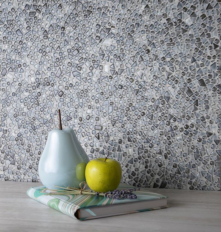 Diamond grey glass pebble mosaic tile 4