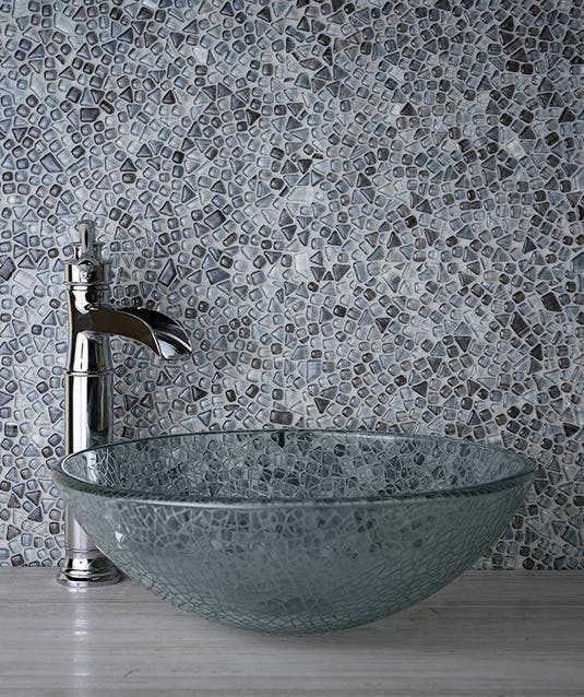 Diamond grey glass pebble mosaic tile 1