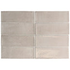 Calta Pearl Gray Gloss Porcelain Subway Tile 2x6 | Tile Club
