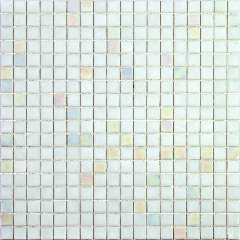 Dazzling White Iridescent Squares Glass Tile Sample