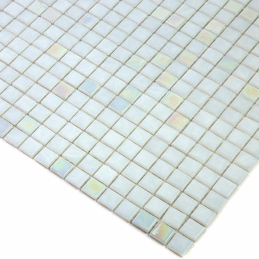 Dazzling White Iridescent Squares Glass Tile | Tile Club