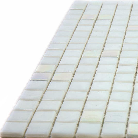 Dazzling White Iridescent Squares Glass Tile | Tile Club