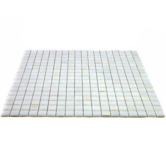 Dazzling White Iridescent Squares Glass Tile | Tile Club