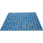 Deep Blue & Gold Swirls Mixed Squares Glass Pool Tile Sample | Tile Club