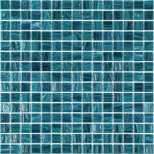 Deep Cerulean Blue Mixed Squares Glass Pool Tile
