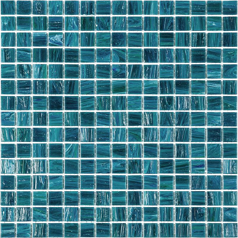 Deep Cerulean Blue Mixed Squares Glass Pool Tile