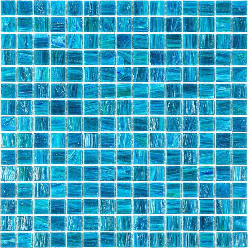 Deep Cerulean Blue Mixed Squares Glass Pool Tile