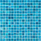 Deep Cerulean Blue Mixed Squares Glass Pool Tile