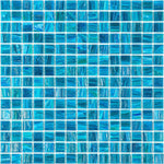 Deep Cerulean Blue Mixed Squares Glass Pool Tile