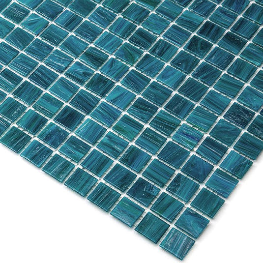 Deep Cerulean Blue Mixed Squares Glass Pool Tile | Tile Club