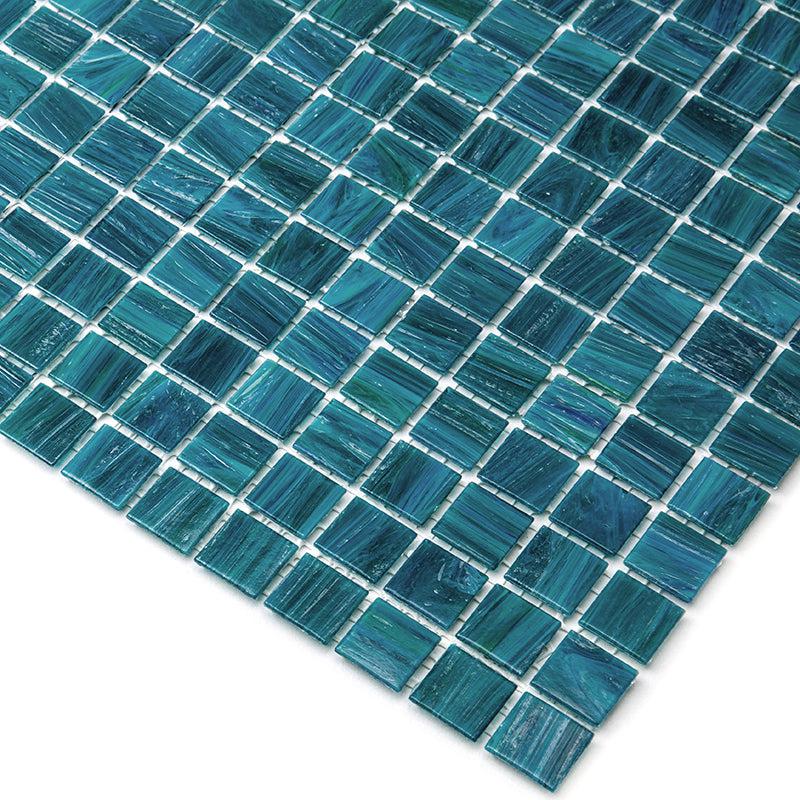 Deep Cerulean Blue Mixed Squares Glass Pool Tile
