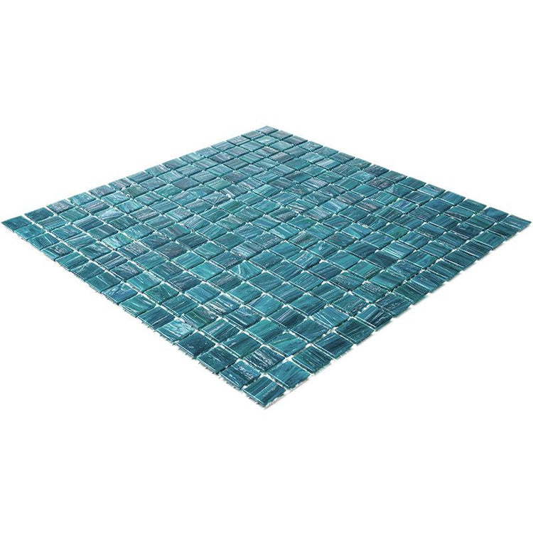 Deep Cerulean Blue Mixed Squares Glass Pool Tile | Tile Club
