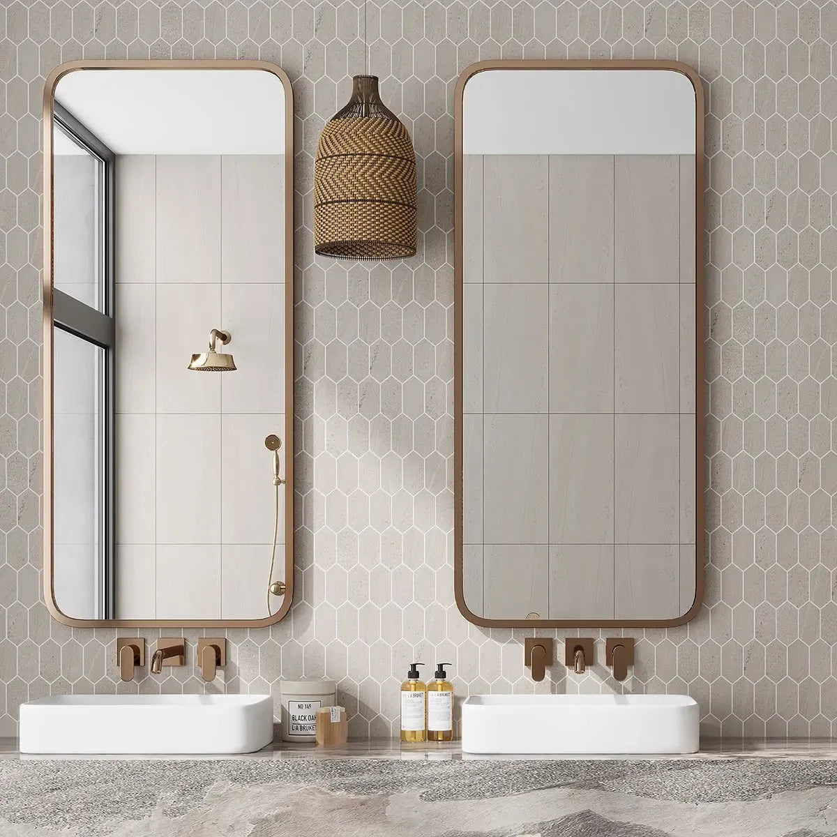 Denali Beige Concrete Look Ceramic Mosaic Tile | Tile Club