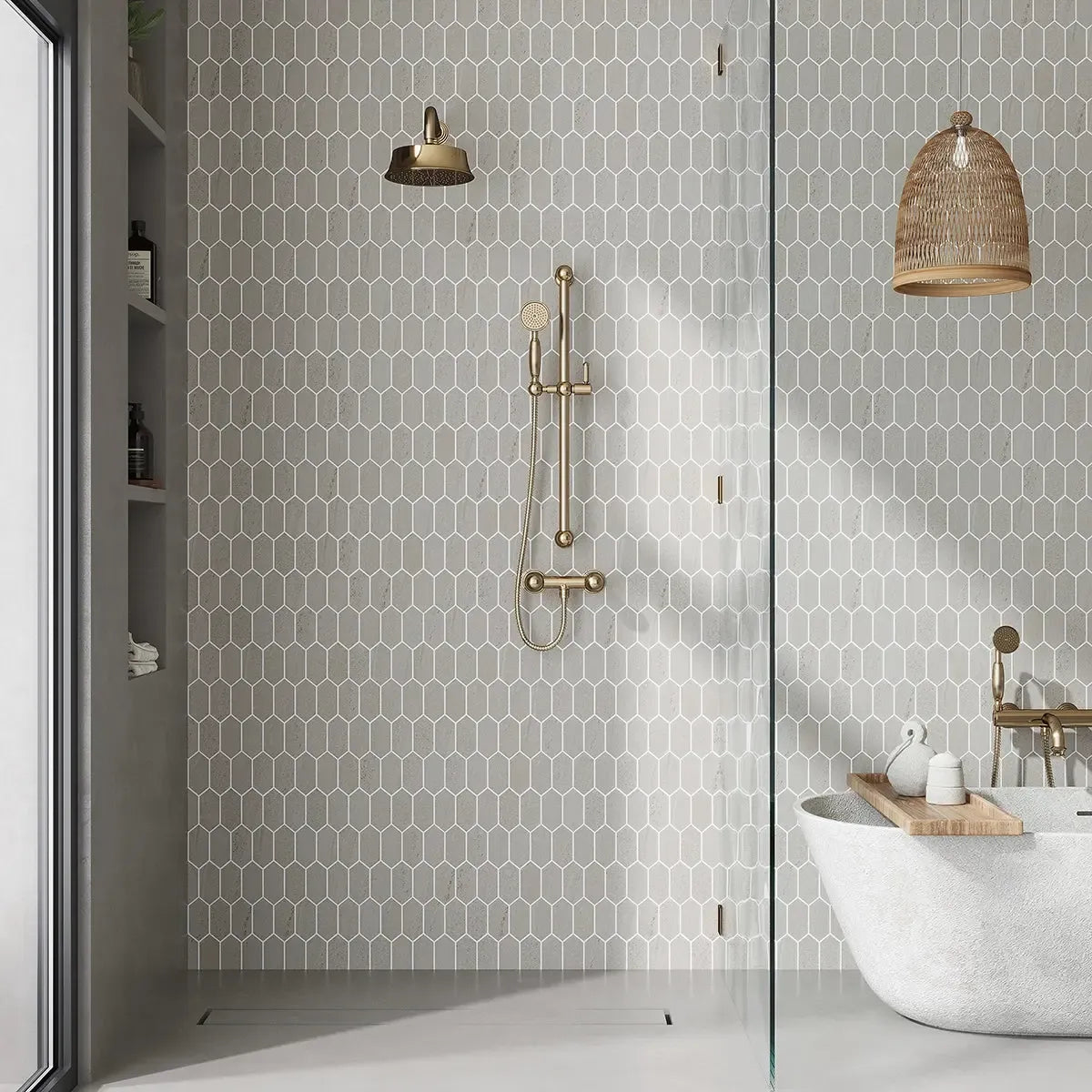 Denali Gray Concrete Look Ceramic Mosaic Tile | Tile Club