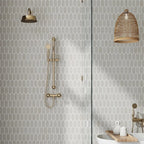 Denali Gray Concrete Look Ceramic Mosaic Tile Shower Wall