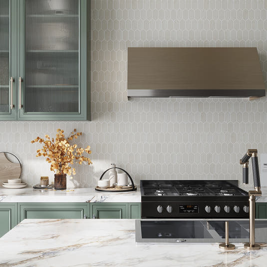 Denali Off-White Concrete Look Ceramic Mosaic Tile | Tile Club