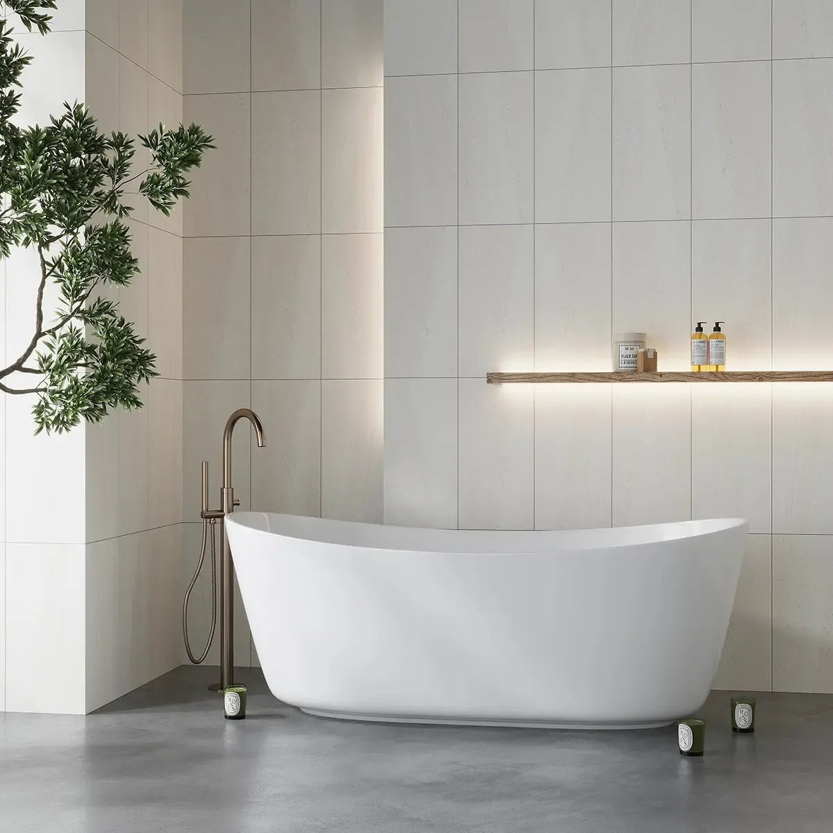 Denali Off-White Concrete Look Porcelain Tile 12" x 24 | Tile Club