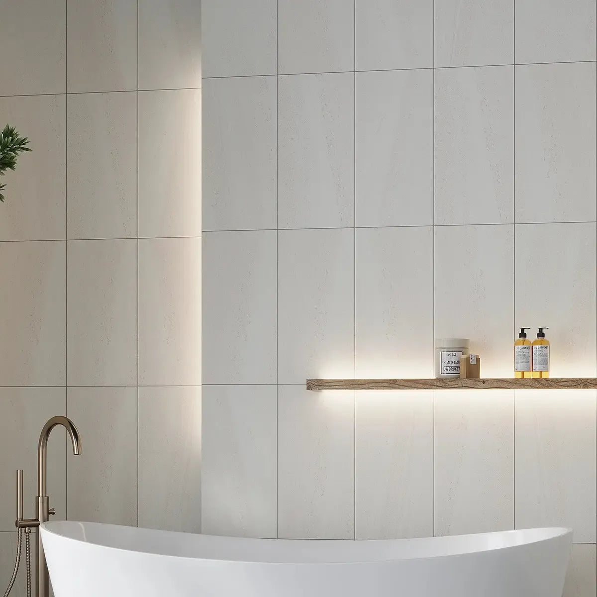 Denali Off-White Concrete Look Porcelain Tile 12" x 24 Bathroom Wall