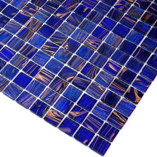Denim Blue Mixed Squares Glass Tile | Tile Club