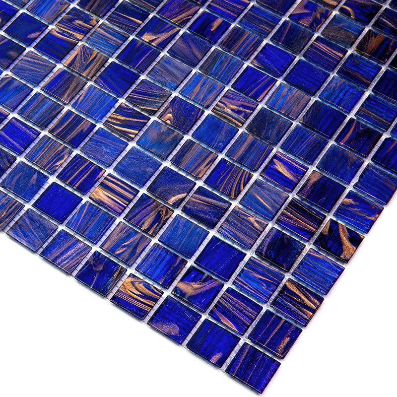 Denim Blue Mixed Squares Glass Tile | Tile Club