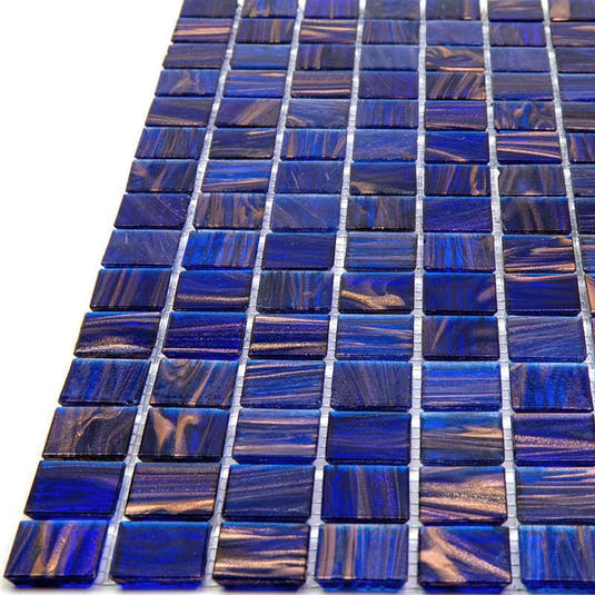 Denim Blue Mixed Squares Glass Tile | Tile Club