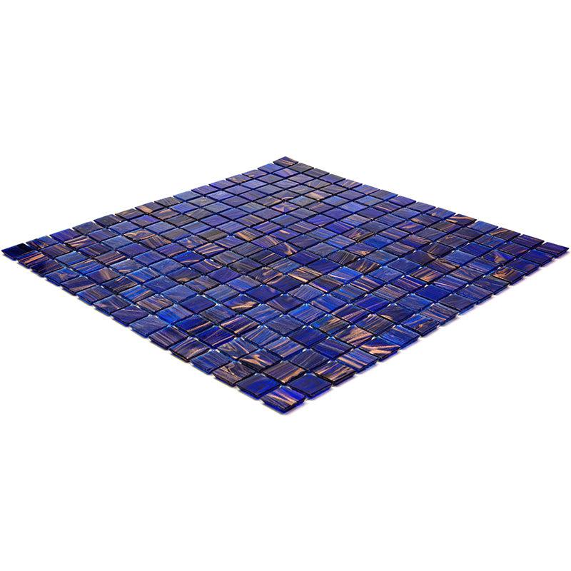 Denim Blue Mixed Squares Glass Tile