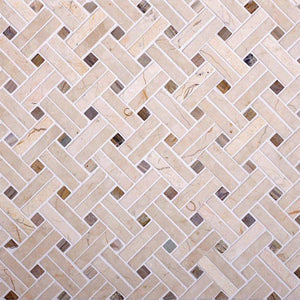 Diagonal Double Weave Crema Marfil Marble Mosaic Tile
