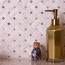 Diagonal Double Weave Crema Marfil Marble Mosaic Tile