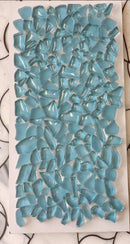 Diamond Blue Glass Pebble Mosaic Tile with White Backing