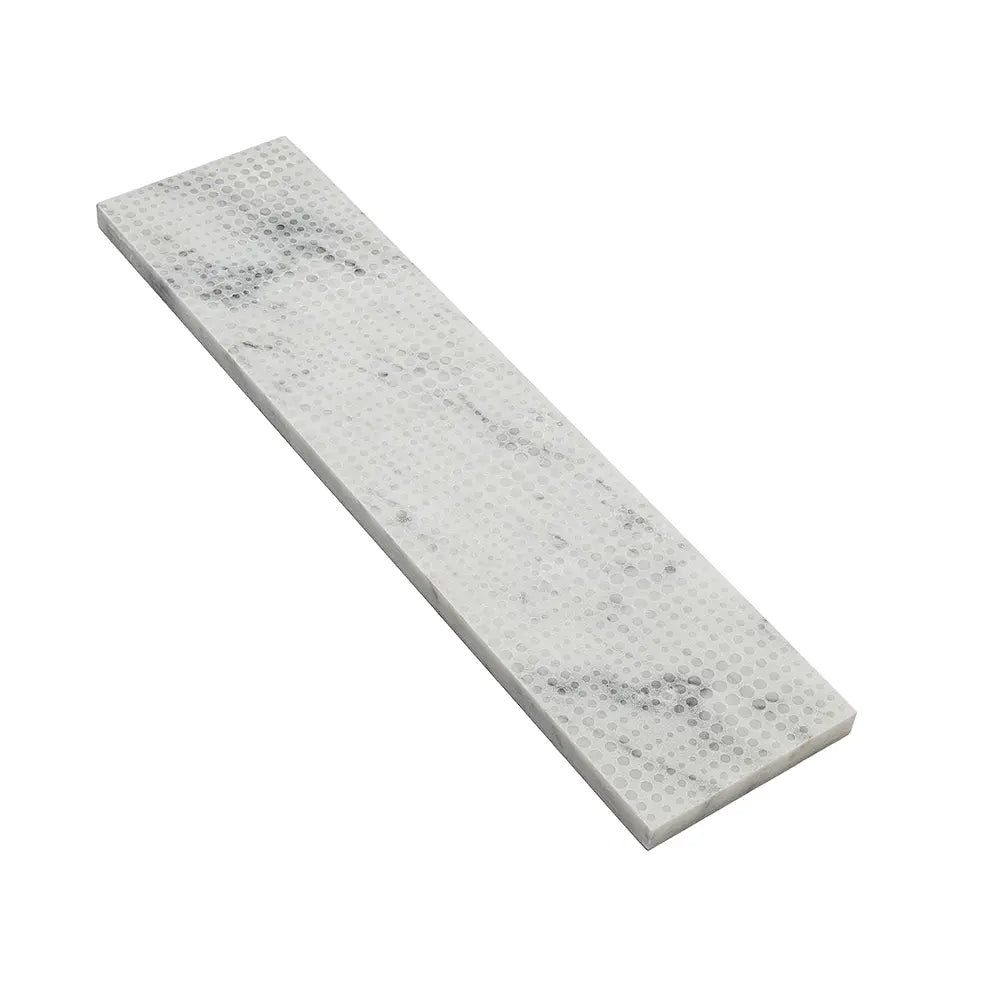 Carrara Dots Etched Subway Marble Tile | Tile Club