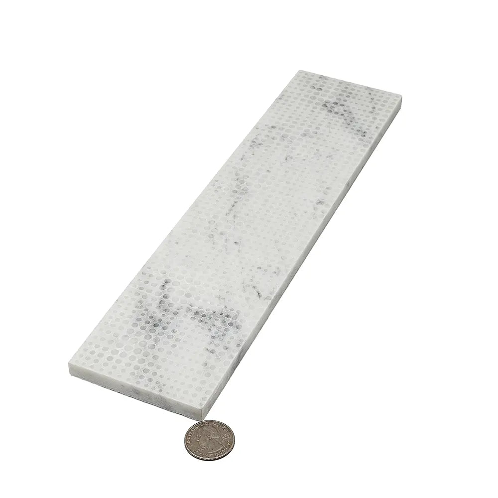 Carrara Dots Etched Subway Marble Tile | Tile Club