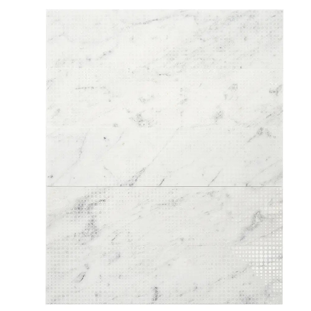 Carrara Dots Etched Subway Marble Tile | Tile Club