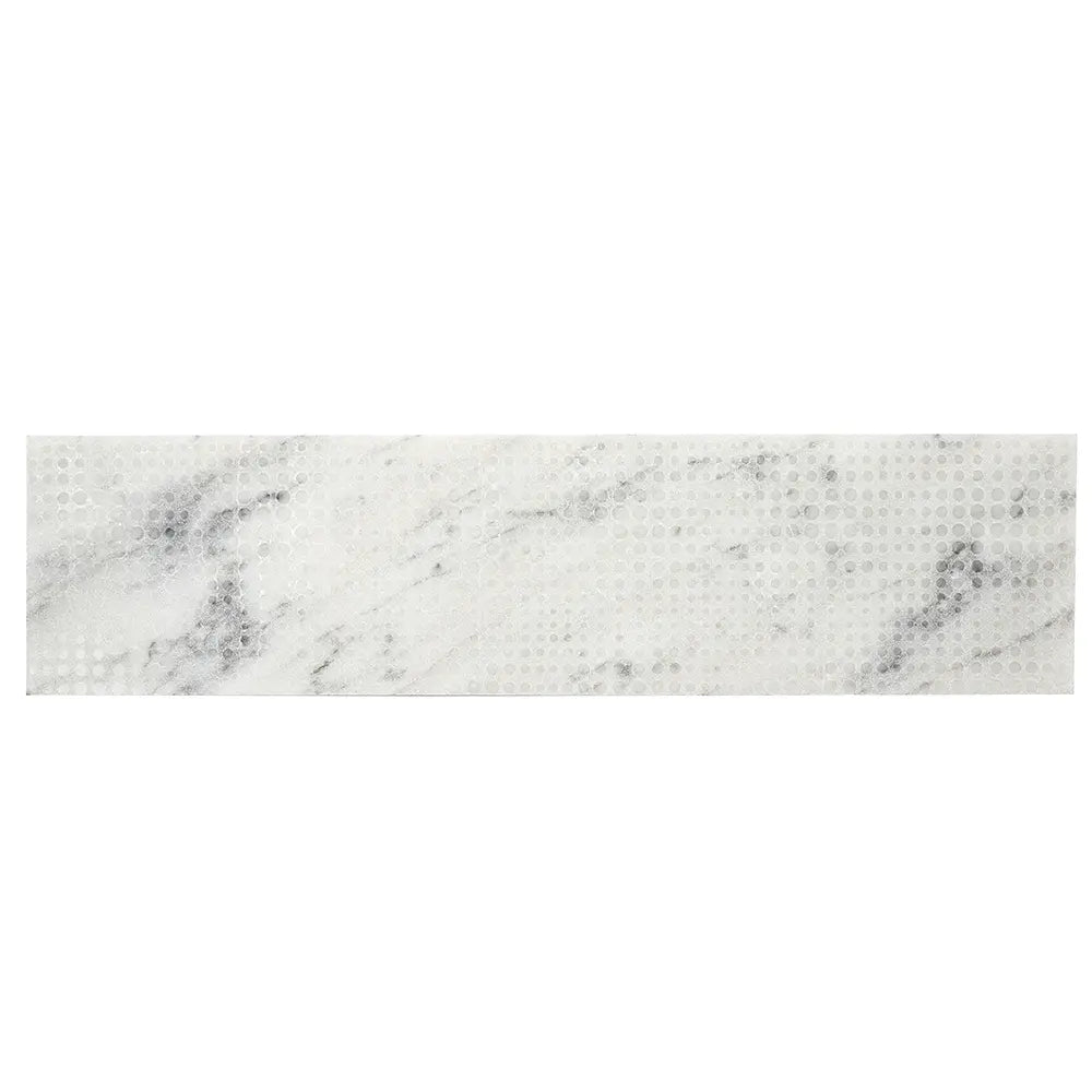 Carrara Dots Etched Subway Marble Tile | Tile Club