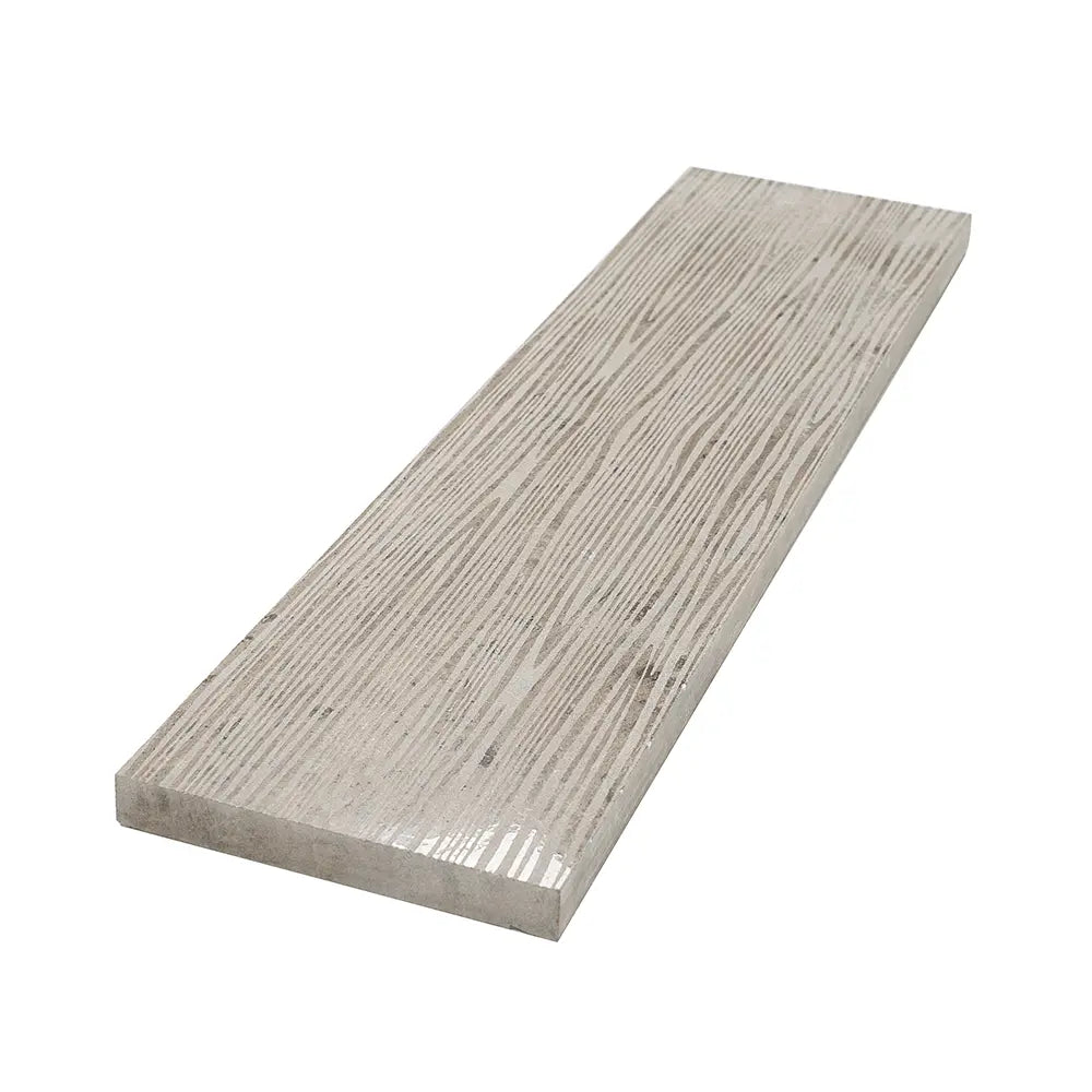 Wooden Beige Waves Etched Subway Marble Tile | Tile Club