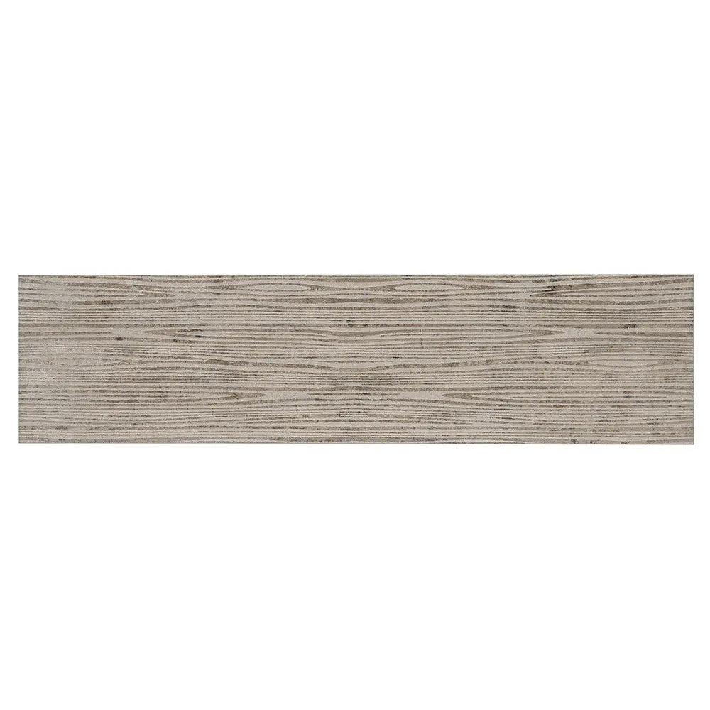 Wooden Beige Waves Etched Subway Marble Tile | Tile Club