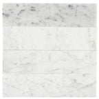 Carrara Chevron Etched Subway Marble Tile | Tile Club