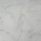 Carrara Chevron Etched Subway Marble Tile | Tile Club