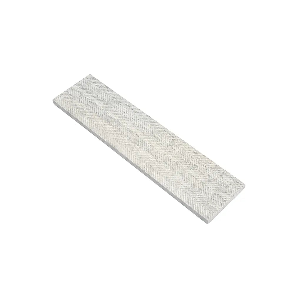 Grey Limestone Chevron Etched Subway Tile | Tile Club